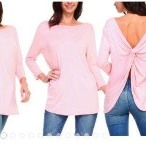 Nwot isaac liev 3/4 sleeve back knot rose blouse
